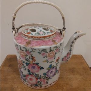 Antique Handpainted Floral Asian Teapot